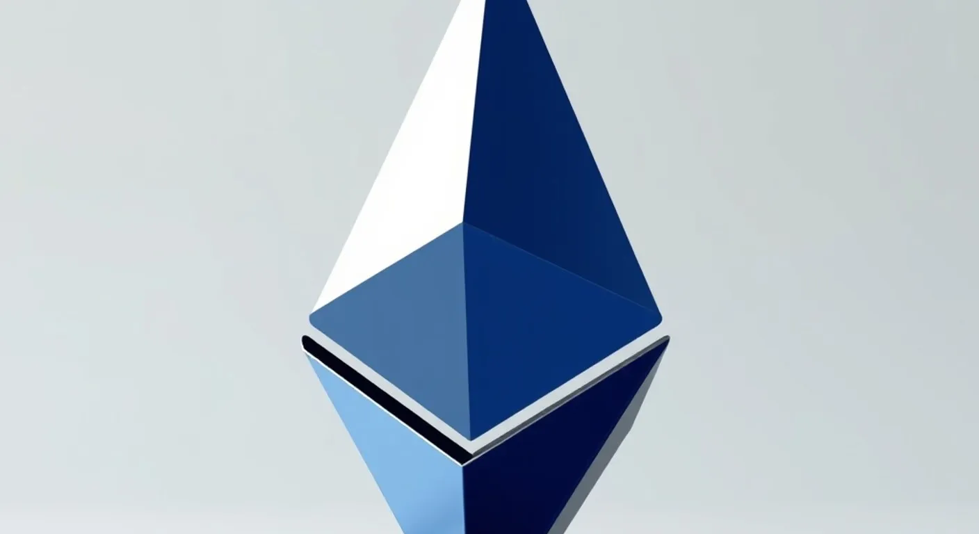 Trodimenzionalni srebrnoplavi Ethereum simbol na svetloj studijskoj podlozi